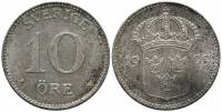 (1909) Монета Швеция 1909 год 10 эре   Серебро Ag 400  XF