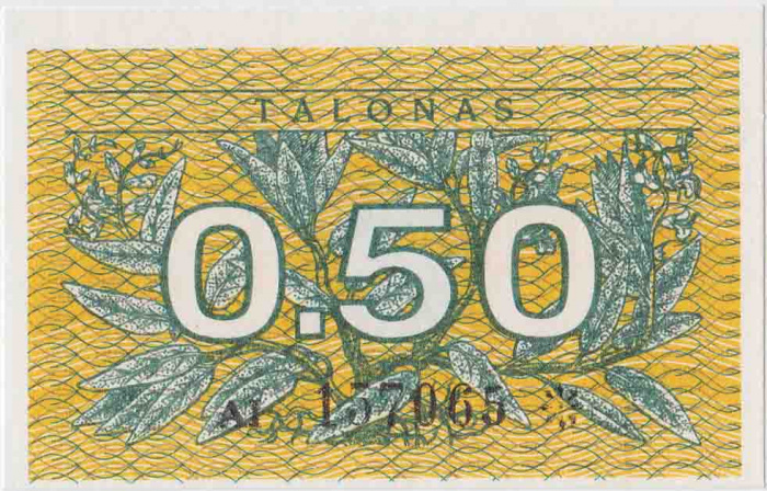(1991) Банкнота Литва 1991 год 0,5 талона  Без текста  UNC