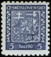 (1931-82) Марка Чехословакия "Герб (Черно-синяя)"    Государственный герб (Стандартный выпуск) II Θ