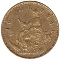 () Монета Дания 1873 год   ""   Золото Au 900  XF