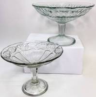 Ваза конфетница на ножке стеклянная СССР 2 штуки