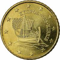 (2008) Монета Кипр 2008 год 50 центов   Северное золото  UNC