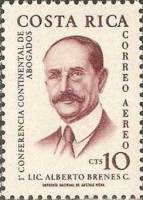(№1961-584) Марка Коста-Рика 1961 год "Альберто Бренес С", Гашеная