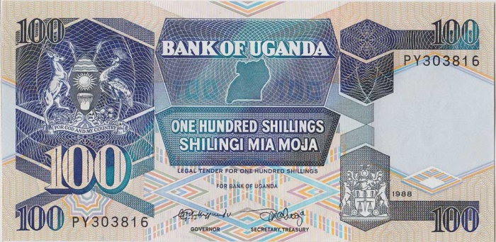 1988 Банкнота Уганда 1988 год 100 шиллингов    UNC