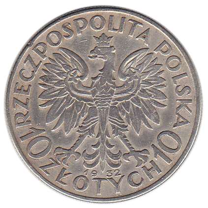 (1932) Монета Польша 1932 год 10 злотых &quot;Ядвига&quot;  Серебро (Ag)  VF