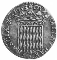 (№1653km22.2) Монета Монако 1653 год frac12; Ecu
