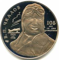 (2009 спмд) Медаль Россия 2009 год "В.П. Чкалов. 105 лет со дня рождения"  Без сертиф Мельхиор  PROO