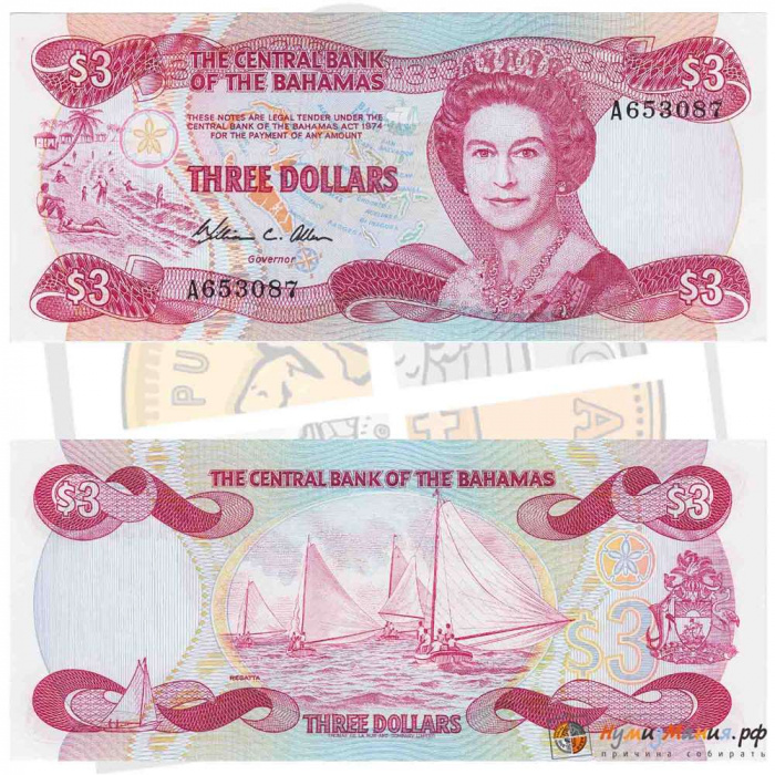 () Банкнота Багамские острова 1974 год   &quot;&quot;   UNC