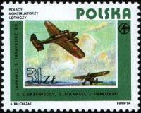 (1984-049) Марка Польша "ЛОС и PZL P-7"    История польской авиации III Θ