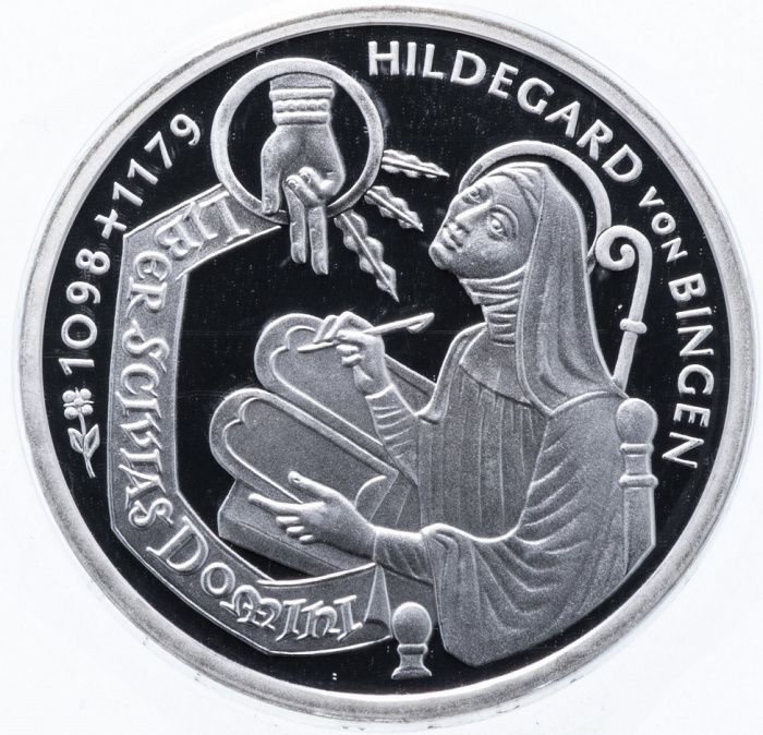 (1998a) Монета Германия (ФРГ) 1998 год 10 марок &quot;Хильдегарда Бингенская&quot;  редкий двор Серебро Ag 925