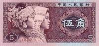 Банкнота Китай 1980(1987) год 5 цзяо Девушки мяо и чжуан   UNC
