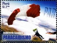 (№2009-2371) Марка Перу 2009 год "Экстремальные Виды Спорта Прыжки С Парашютом", Гашеная