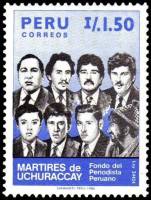 (№1986-1338) Марка Перу 1986 год "Национальный День Журналистики", Гашеная