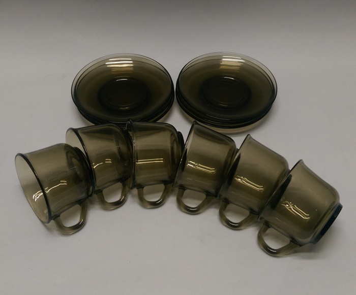 Кофейная пара цветное стекло 6 шт (сост. на фото)