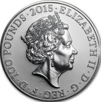 (№2015) Монета Великобритания 2015 год 100 Pounds (Букингемский Дворец)