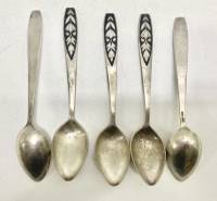 Чайные ложки мельхиор эмаль СССР 5 шт 