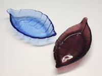 Вазочки конфетницы розетки Лист цветное стекло 2 штуки СССР 15 х 8,5 см