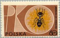 (1961-047) Марка Польша "Муравей и инициалы"   Месяц экономии II Θ