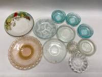 Тарелки десертные, блюдца и креманки 11 предметов цветное и прозрачное стекло
