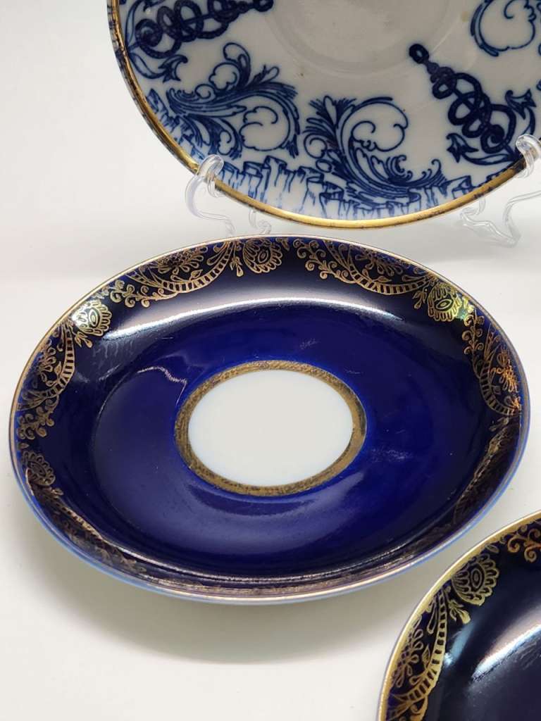 Блюдца чайные 5 штук ЛФЗ кобальт позолота