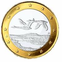 (2007) Монета Финляндия 2007 год 1 евро  2-й тип образца 2007 буквы FI, знак МД в центре Биметалл  U