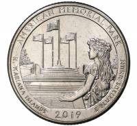 (047p) Монета США 2019 год 25 центов "Американский мемориальный парк"  Медь-Никель  UNC