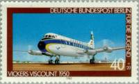 (1980-005) Марка Германия (ФРГ) "Виккерс Виконт (1950)"    Авиация III Θ