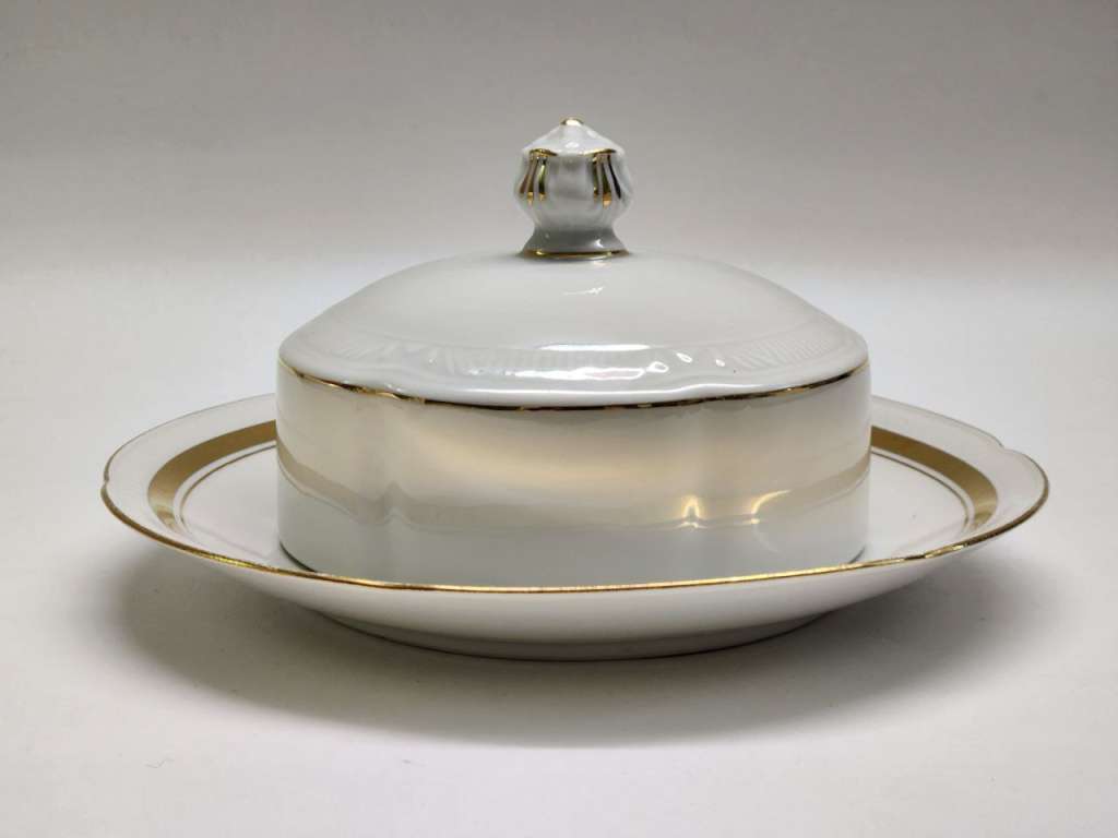 Масленка паштетница винтаж Польша фарфор позолота
