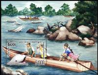(№2006-305) Блок марок Камбоджа 2006 год "Неупокоеной Phocaenoides и лодка", Гашеный