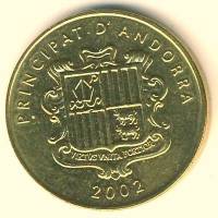 (№2002km181) Монета Андорра 2002 год 5 Cegrave;ntims