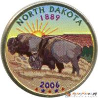 (039p) Монета США 2006 год 25 центов "Северная Дакота"  Вариант №1 Медь-Никель  COLOR. Цветная