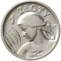 () Монета Польша 1924 год 1  ""   Биметалл (Серебро - Ниобиум)  UNC