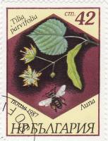 (1987-050) Марка Болгария "Липа сердцевидная"   Пчелы и растения II Θ
