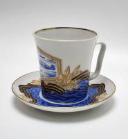 Чайная пара Летчики Друзьям однополчанам ЛФЗ автор И. Я. Вольман