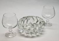 Набор для коньяка Бокалы 2 шт и пепельница СССР стекло хрусталь винтаж