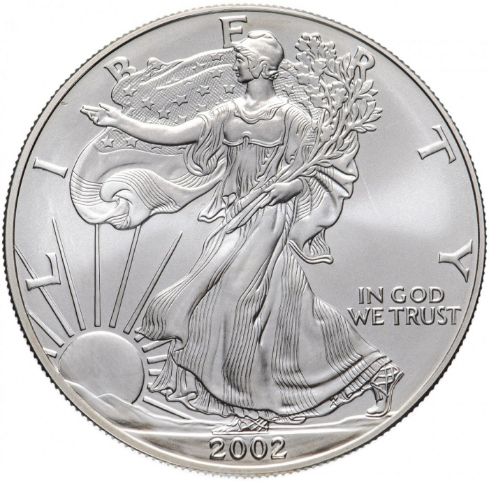 (2002) Монета США 2002 год 1 доллар &quot;Шагающая Свобода&quot;  Серебро Ag 999  UNC