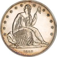 (1839) Монета США 1839 год 1 доллар  2. Звёзды на аверсе Серебро Ag 892  PROOF