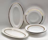 Селедочницы и Тарелки ЗИК Конаково (5 предметов) белые с золотым