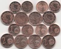 2011 2012 2015 2017 8 монет 1 2 5 центов Набор монет Евро Эстония Смесь годов год Карта    UNC