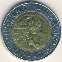 (1994) Монета Сан-Марино 1994 год 500 лир "Каменотёс Святой Марин"  Биметалл  UNC