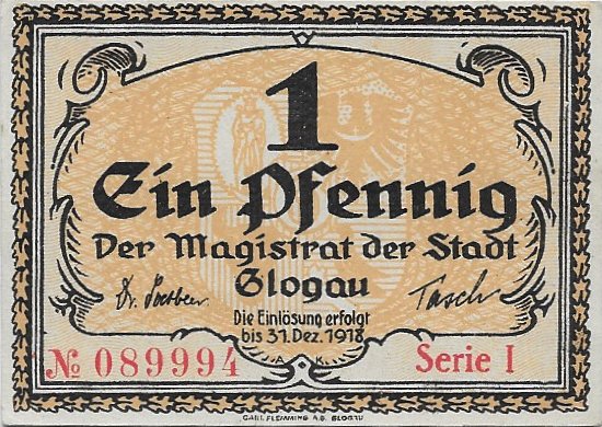 (№1916) Банкнота Германия 1916 год &quot;1 Pfennig&quot;