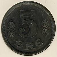 (№1913km814.1) Монета Дания 1913 год 5 Oslash;re (ВБП сердца)