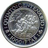 (1989) Монета Испания 1989 год 1000 песет "Завоевание Гранады"  Серебро Ag 925  PROOF