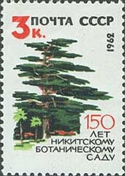 1962-090 Марка СССР Канна Восток-2   Никитский ботанический сад 150 лет II O