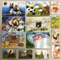 Календари с монетами подарочные, разные года, 13 шт. (сост. на фото)