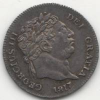 1817 Монета Монди Великобритания 1817 год 2 пенса Георг III  Серебро Ag 925  UNC