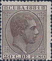(№41) Марка Куба 1881 год "Король Альфонсо XII", Негашеная
