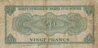 (№P-1) Банкнота Руанда 1962 год 20 Francs "Руанда франк"