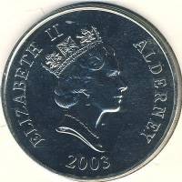 () Монета Остров Олдерни 2003 год 5 фунтов ""   PROOF