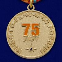Медаль Россия "75 лет Гражданской обороне" с удостоверением в блистере